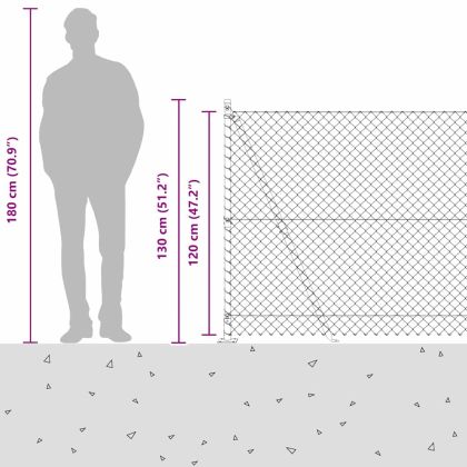 Оградна верига с колони Зелен 1.2 x 10 m Стомана