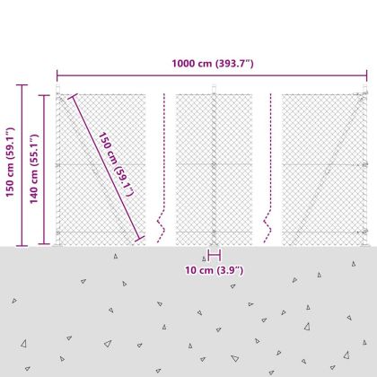 Оградна верига с колони Зелен 1.4 x 10 m Стомана