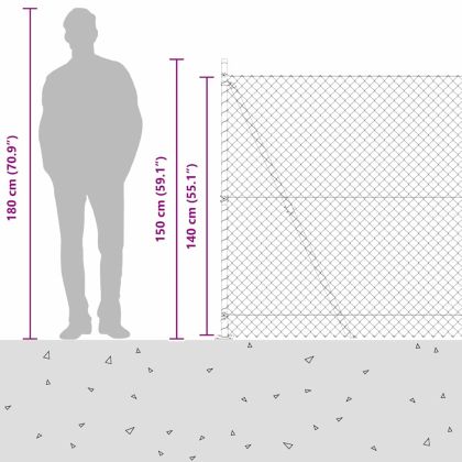 Оградна верига с колони Зелен 1.4 x 10 m Стомана