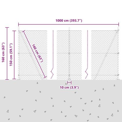 Оградна верига с колони Зелен 1.5 x 10 m Стомана