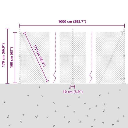Оградна верига с колони Зелен 1.6 x 10 m Стомана