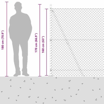 Оградна верига с колони Зелен 1.6 x 10 m Стомана