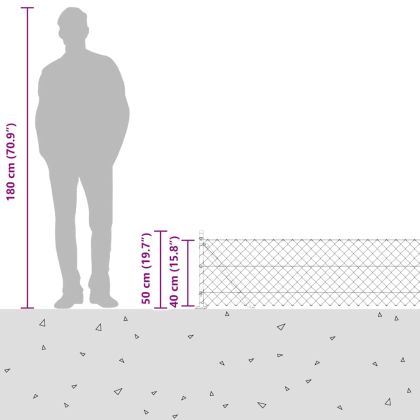 Оградна верига с колони Зелен 0.4 x 10 м Стомана