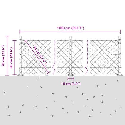 Оградна верига с колони Зелен 0.6 x 10 м Стомана