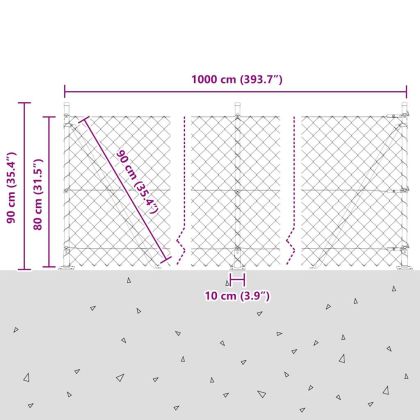 Оградна верига с колони Зелен 0.8 x 10 m Стомана