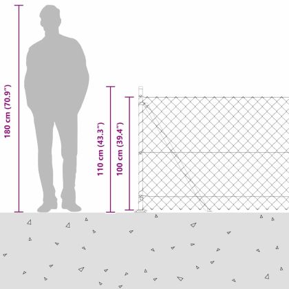 Оградна верига с колони Зелен 1 x 10 m Стомана