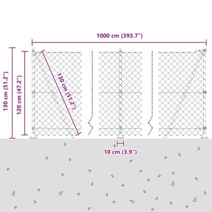 Оградна верига с колони Зелен 1.2 x 10 m Стомана