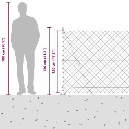Оградна верига с колони Зелен 1.2 x 10 m Стомана