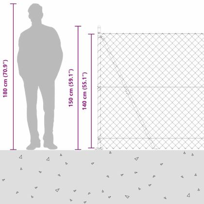 Оградна верига с колони Зелен 1.4 x 10 m Стомана