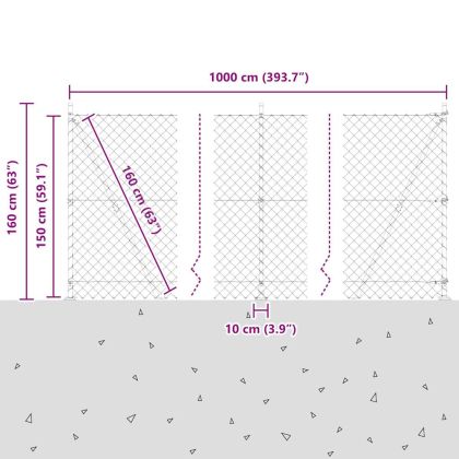 Оградна верига с колони Зелен 1.5 x 10 m Стомана