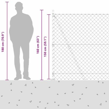 Оградна верига с колони Зелен 1.5 x 10 m Стомана