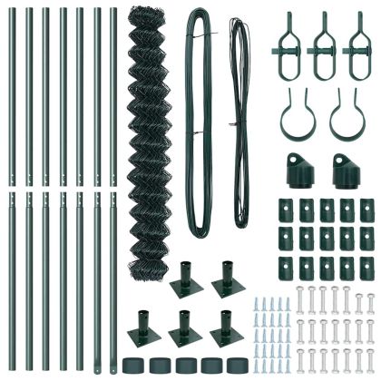 Оградна верига с колони Зелен 1.6 x 10 m Стомана