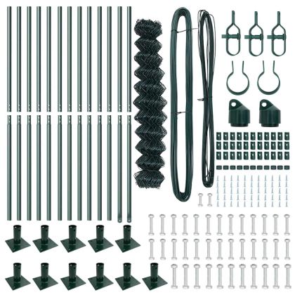 Оградна верига с колони Зелен 0.8 x 25 m Стомана