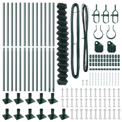 Оградна верига с колони Зелен 1.5 x 25 m Стомана