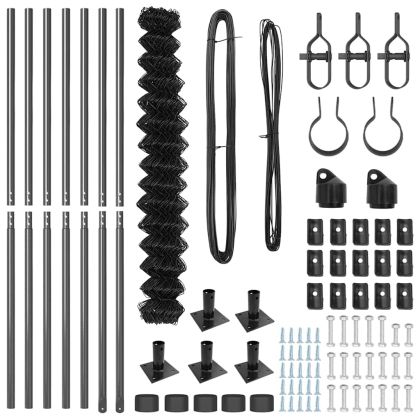 Оградна верига с колони Сив 1.6 x 10 m Стомана