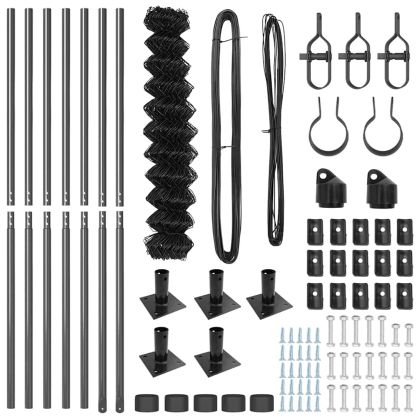 Оградна верига с колони Сив 1.2 x 10 m Стомана