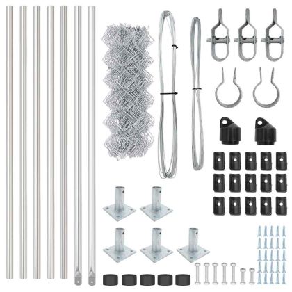 Оградна верига с колони Сребрист 0.4 x 10 м Стомана