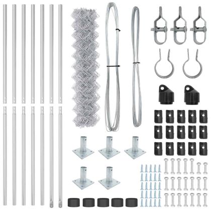 Оградна верига с колони Сребрист 0.8 x 10 m Стомана