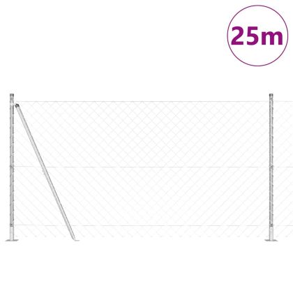 Стълб за ограда. Сребрист 25 x 1,2 м (мрежа 60 x 60 мм) Стомана