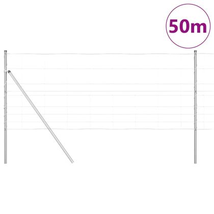 Ограда за пасища Сребрист 50 x 1 m Поцинкована стомана