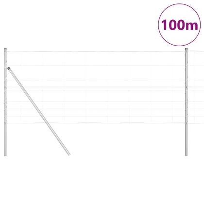 Ограда за пасища Сребрист 100 x 1 м Поцинкована стомана