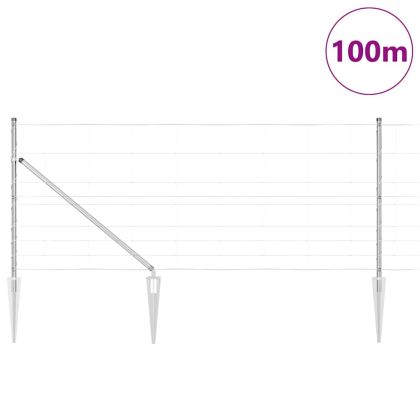 Ограда за пасища Сребрист 100 x 1 м Поцинкована стомана