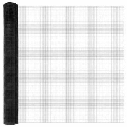 Стълб за ограда. Сив 100 x 1 м (12 x 12 мм мрежа) Стомана и PVC