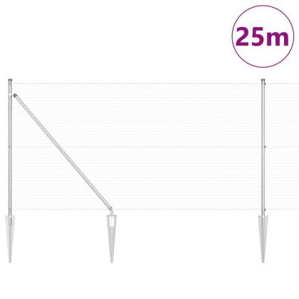 Оградa с колчета Сребрист 1 x 25 m Стомана