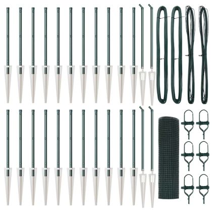 Оградa с колчета Зелен 1 x 50 m Стомана