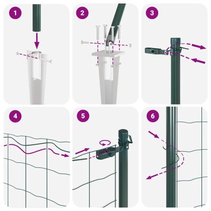 Оградa с колчета Зелен 1.2 x 50 m Стомана