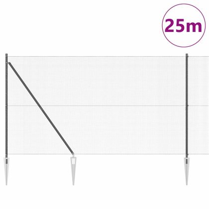Оградa с колчета Сив 1.6 x 25 m Стомана
