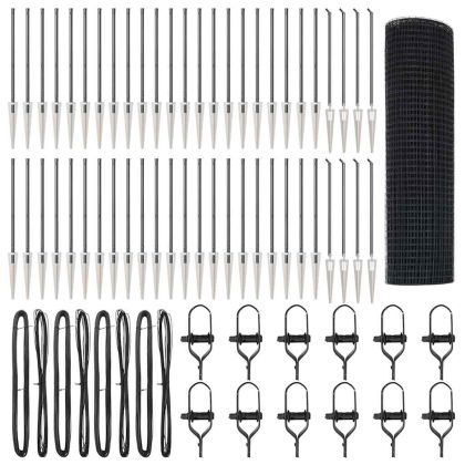 Стълб за ограда. Сив 100 x 1 м (12 x 12 мм мрежа) Стомана и PVC