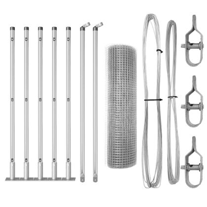 Стълб за ограда. Сребрист 10 x 0,4 м (12 x 12 мм мрежа) Стомана