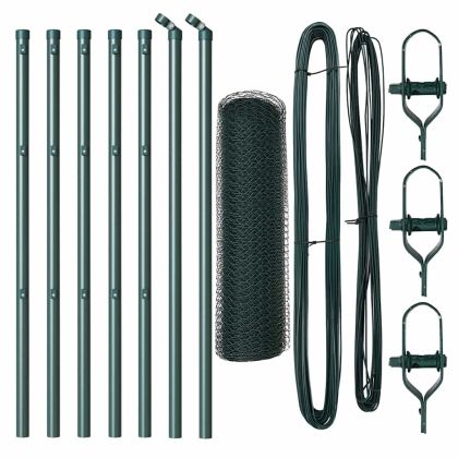 Оградa с колчета Зелен 0.4 x 10 м Покрит със PVC стомана