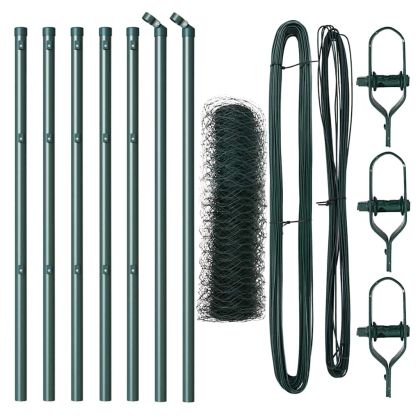 Оградa с колчета Зелен 0.5 x 10 м Покрит със PVC стомана