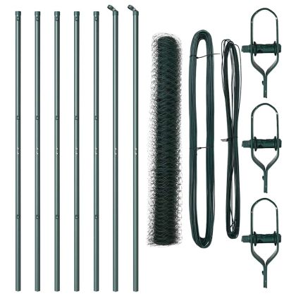 Оградa с колчета Зелен 1.2 x 10 m Покрит със PVC стомана