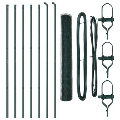 Оградa с колчета Зелен 1.4 x 10 m Покрит със PVC стомана