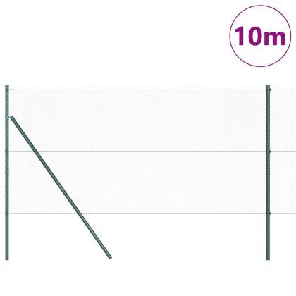 Оградa с колчета Зелен 1.4 x 10 m Покрит със PVC стомана