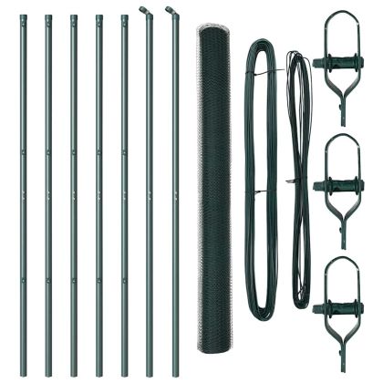 Оградa с колчета Зелен 1.6 x 10 m Покрит със PVC стомана