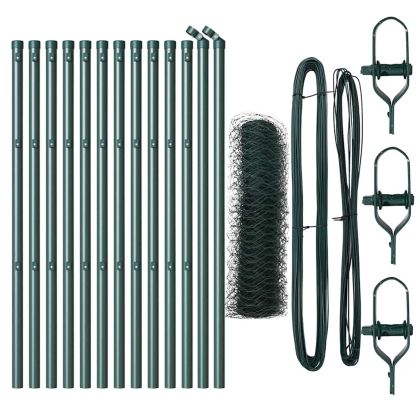 Оградa с колчета Зелен 0.8 x 25 m Покрит със PVC стомана