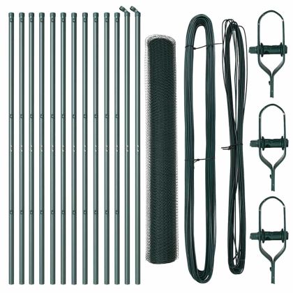 Оградa с колчета Зелен 1.2 x 25 m Покрит със PVC стомана