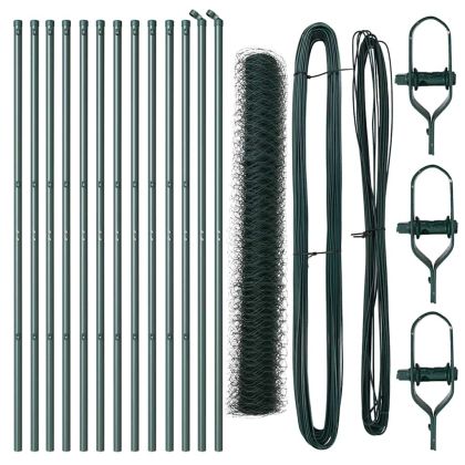 Оградa с колчета Зелен 1.2 x 25 m Покрит със PVC стомана