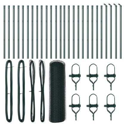 Оградa с колчета Зелен 0.5 x 50 м Покрит със PVC стомана