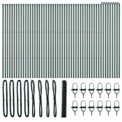 Стълб за ограда. Зелен 100 x 1 м (36 мм мрежа) Стомана и PVC