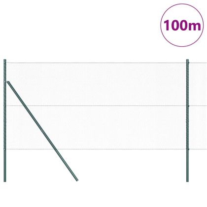 Оградa с колчета Зелен 1.2 x 100 m Покрит със PVC стомана