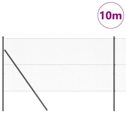 Оградa с колчета Сив 1 x 10 m Покрит със PVC стомана