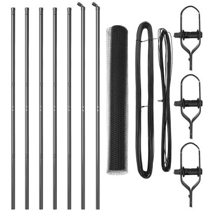 Оградa с колчета Сив 1.4 x 10 m Покрит със PVC стомана