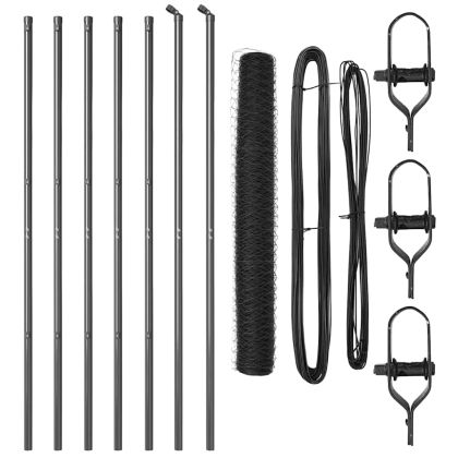 Оградa с колчета Сив 1.4 x 10 m Покрит със PVC стомана