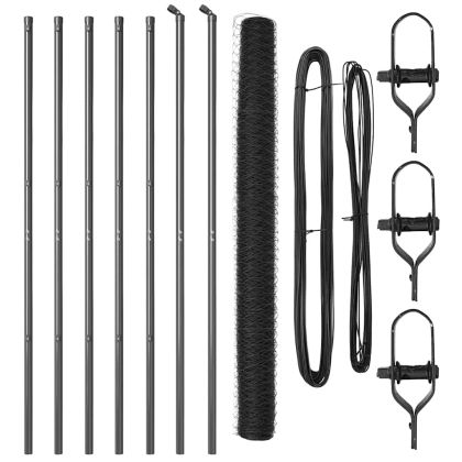 Оградa с колчета Сив 1.6 x 10 m Покрит със PVC стомана