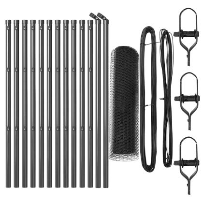 Оградa с колчета Сив 0.5 x 25 м Покрит със PVC стомана